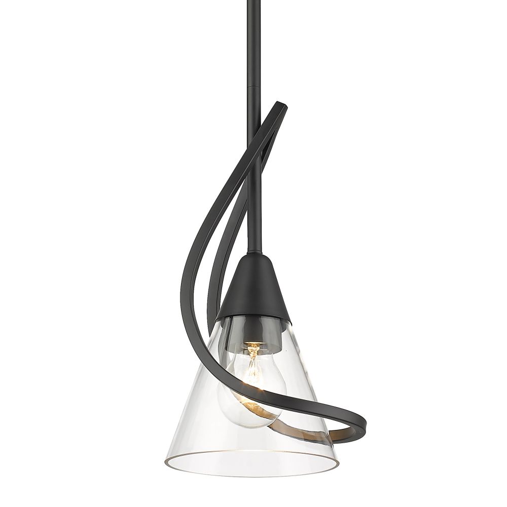 Golden Lighting 1648-M1L BLK-CLR Olympia Mini Pendant in Matte Black with Clear Glass Shade